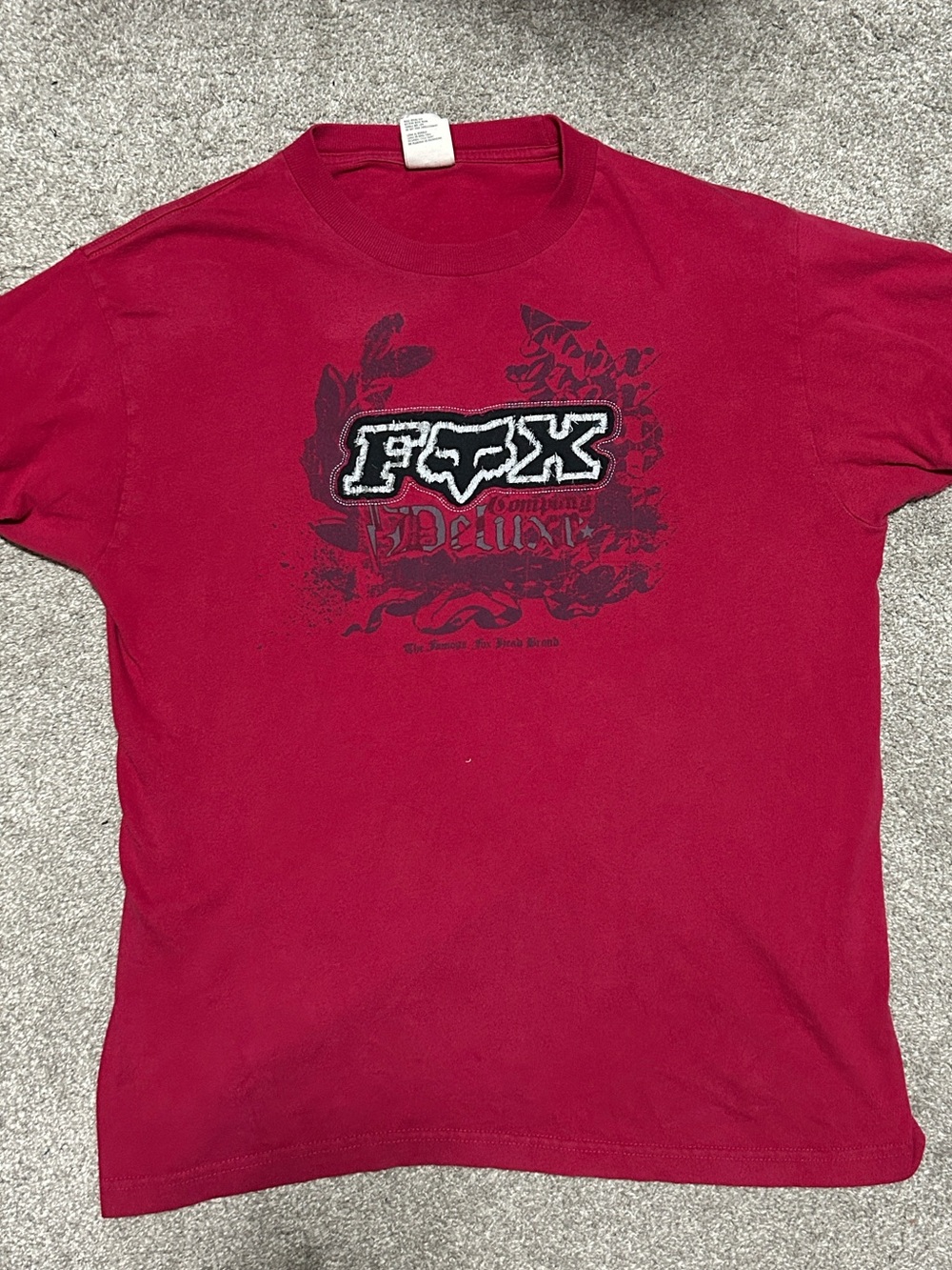 Y2K Fox Racing Red Graphic Tee Shirt Medium